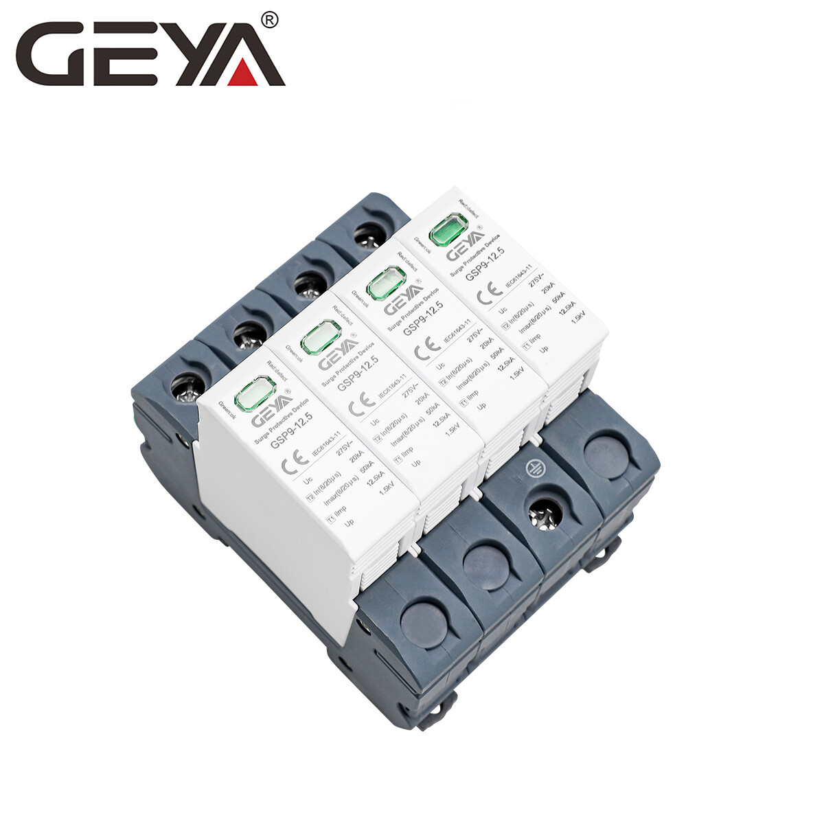 GEYA SPD 4P 3P+NPE AC275V Surge Protector Arrester 12.5KA T1+T2 50KA Lighting