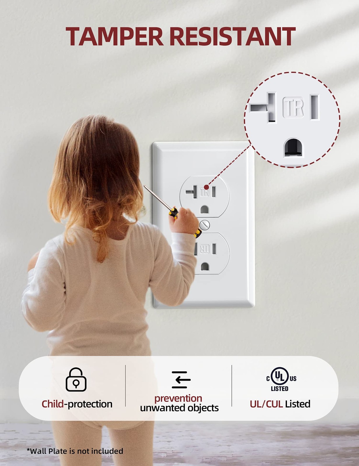 Duplex Electrical Receptacle Outlets, 20Amp 125V Wall Outlet, Residential,