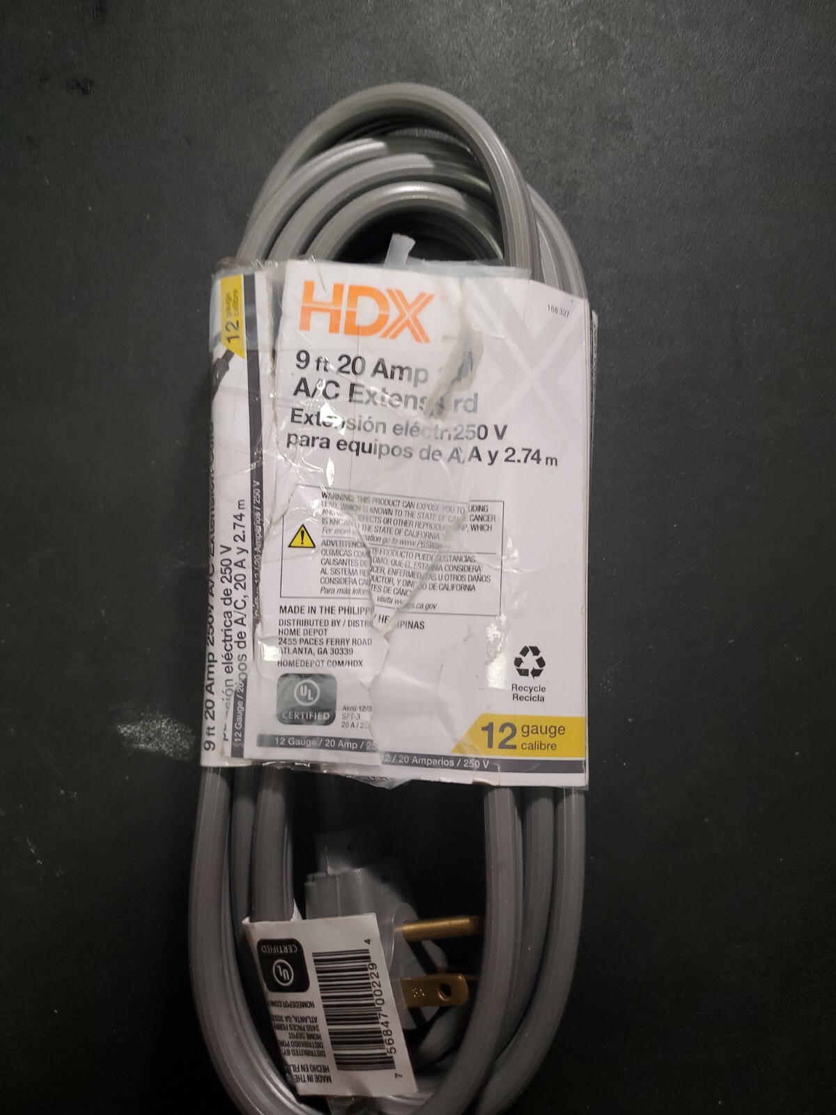 HDX 9 ft. 12/3 3-Wire Appliance Cord