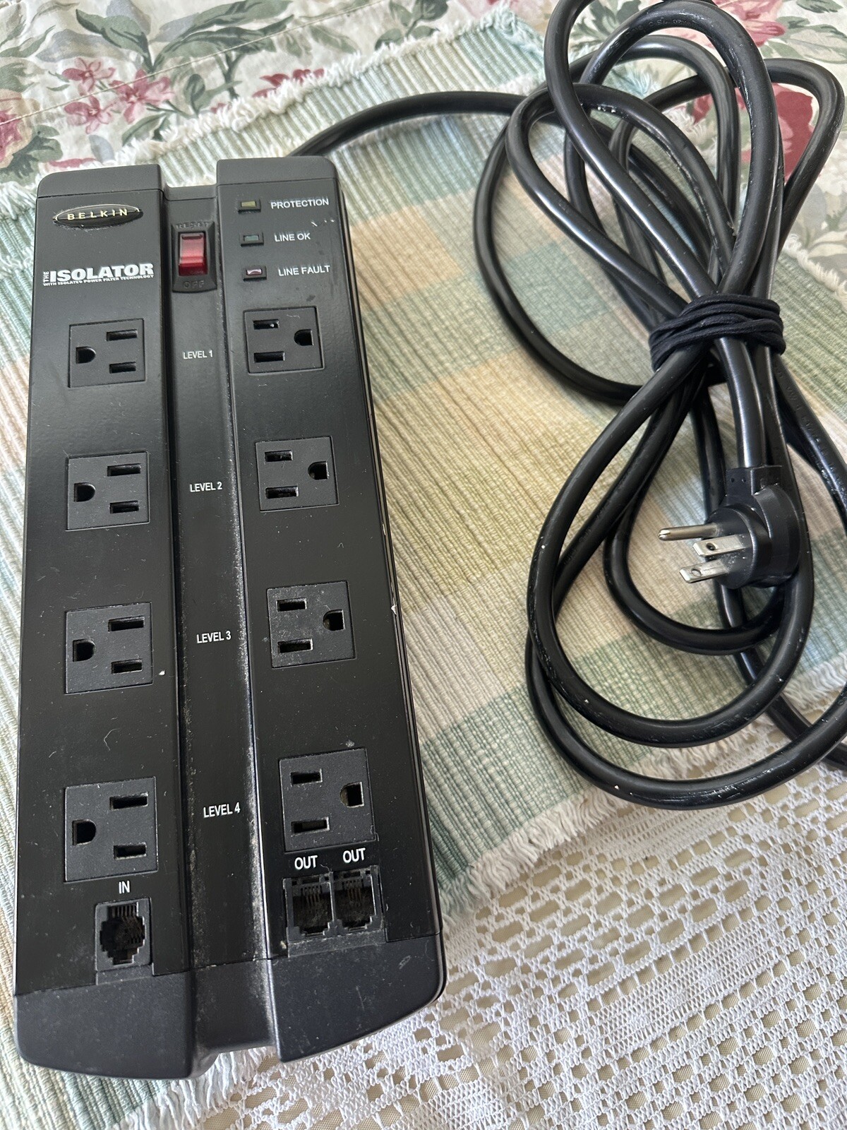 F5C980-TEL Belkin Surge Isolator Multi Protector 8 Outlet 12ft Cord 2960 JOULES