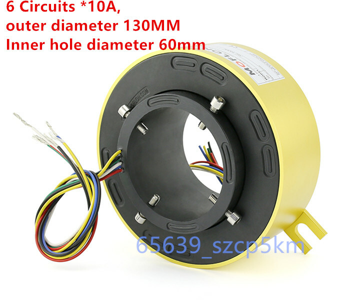 Hollow Shaft Slip Ring Through Hole Dia.60mm 6 wires/10A Conductive Slip Ring