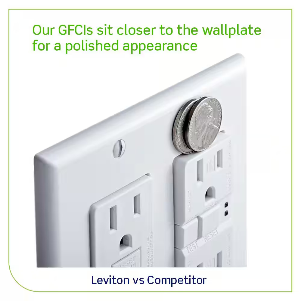 20 Amp Self-Test Smartlockpro Slim GFCI Duplex Outlet, White (3-Pack) GFNT2-3W