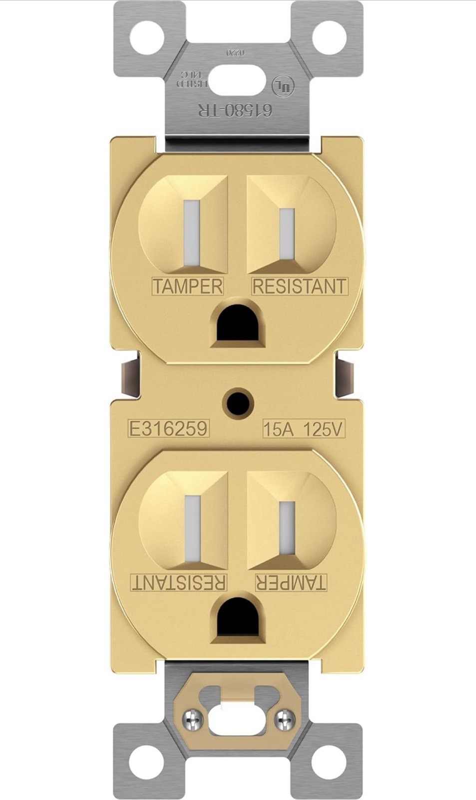 Enerlites Elite Series Gold Duplex Receptacle Wall Outlet 3-Wire 2-Pole 15A 125V