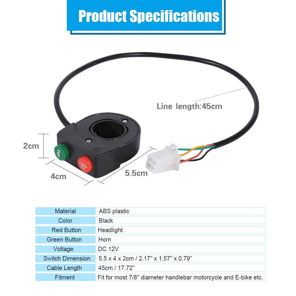 ABS Plastic Horn Headlight Button Switch Horn Headlight Switch For Scooter XDSL