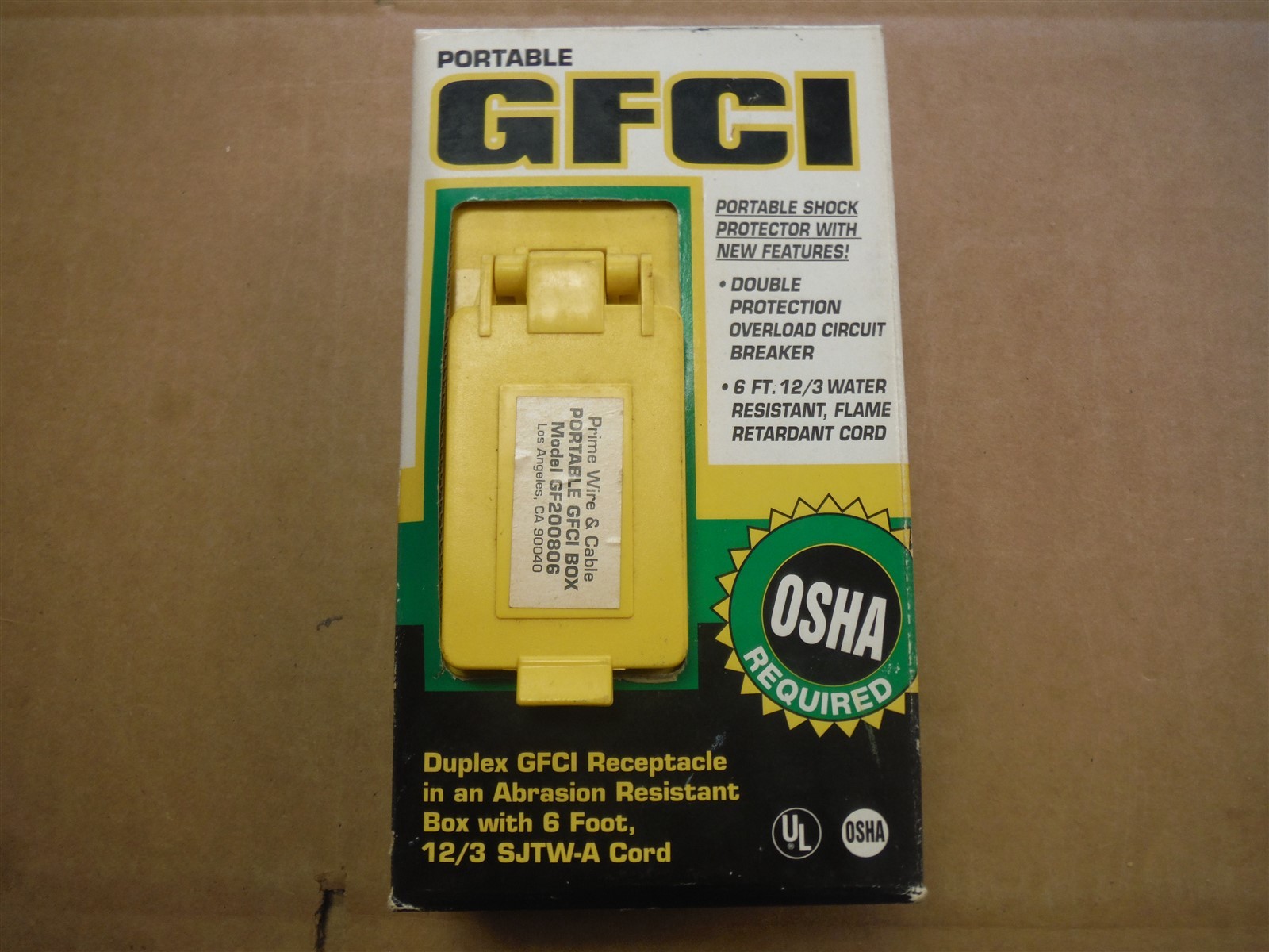 Portable GFCI Receptacle In An Abrasion Resistant Box + 6FT 12/3 Cord *205B