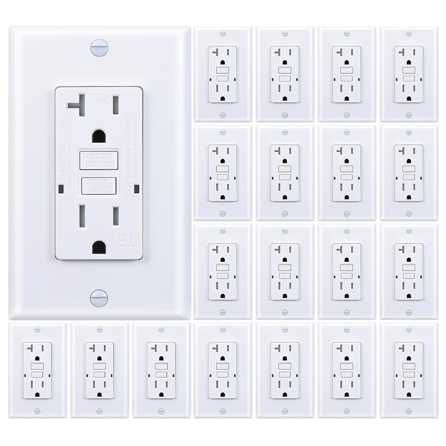 GFCI Outlet, Tamper-Resistant GFI Receptacle with LED Indicator, Self-Test Groun