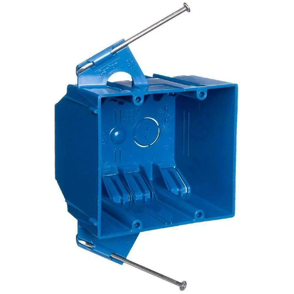 Carlon 2-Gang 32 cu. in. Blue PVC New Work Electrical Switch and Outlet – 5 Pack