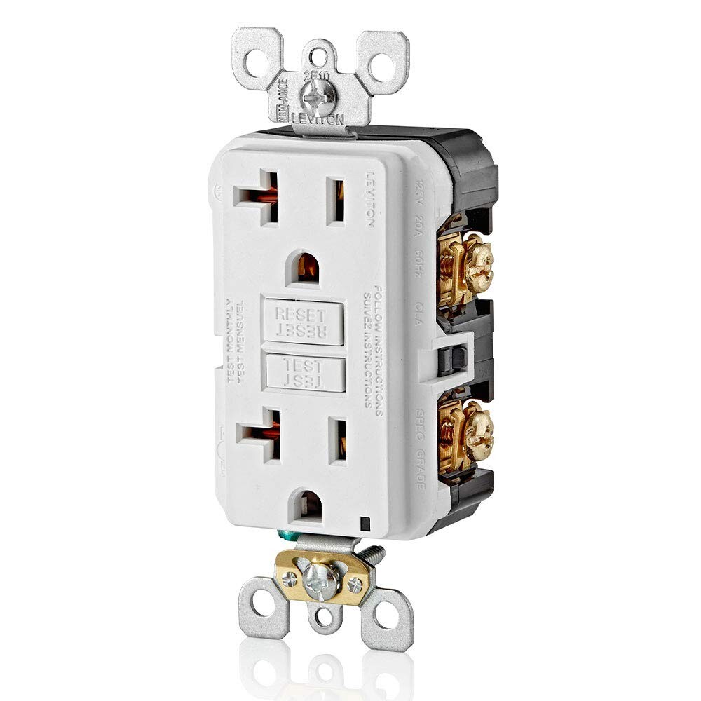 (5-4PACK)LEVITON 20A 125V DUPLEX SELF TEST SLIM GFCI OUTLET, WHITE(NON TAMPER)