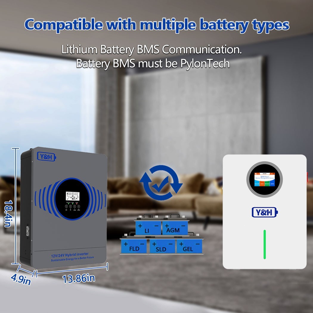 4.2KW 12/24V Solar Hybrid Inverter AC230V MPPT 100A Controller Max PV DC55V-500V