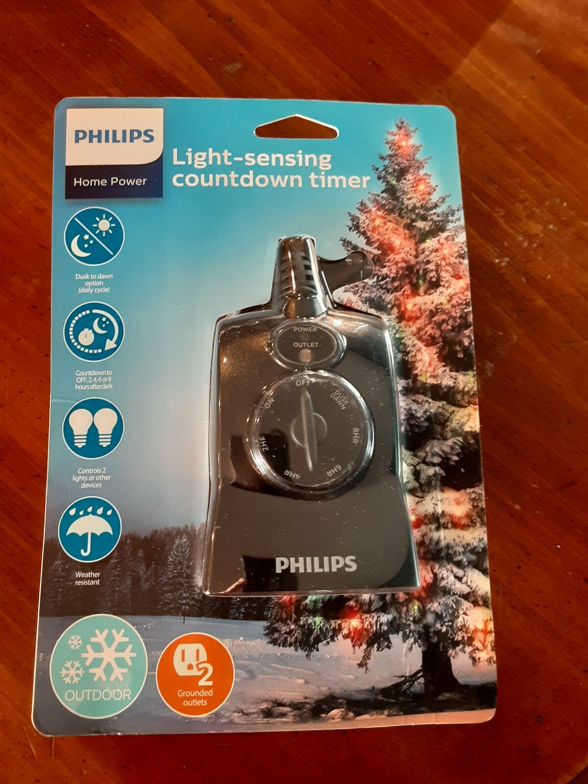 Philips Dusk to Dawn 8/6/4/2hr Countdown Timer Outdoor 2 Outlet Grounded