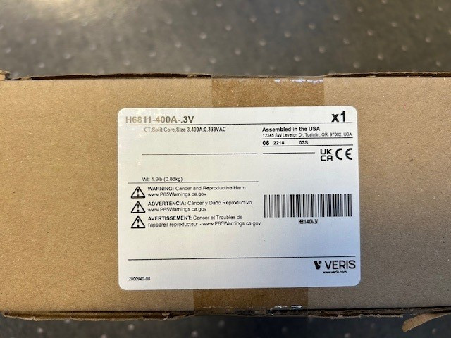 Veris CT, Split Core, Size 3 400A:0.333VAC Part#H6811-400A.3V