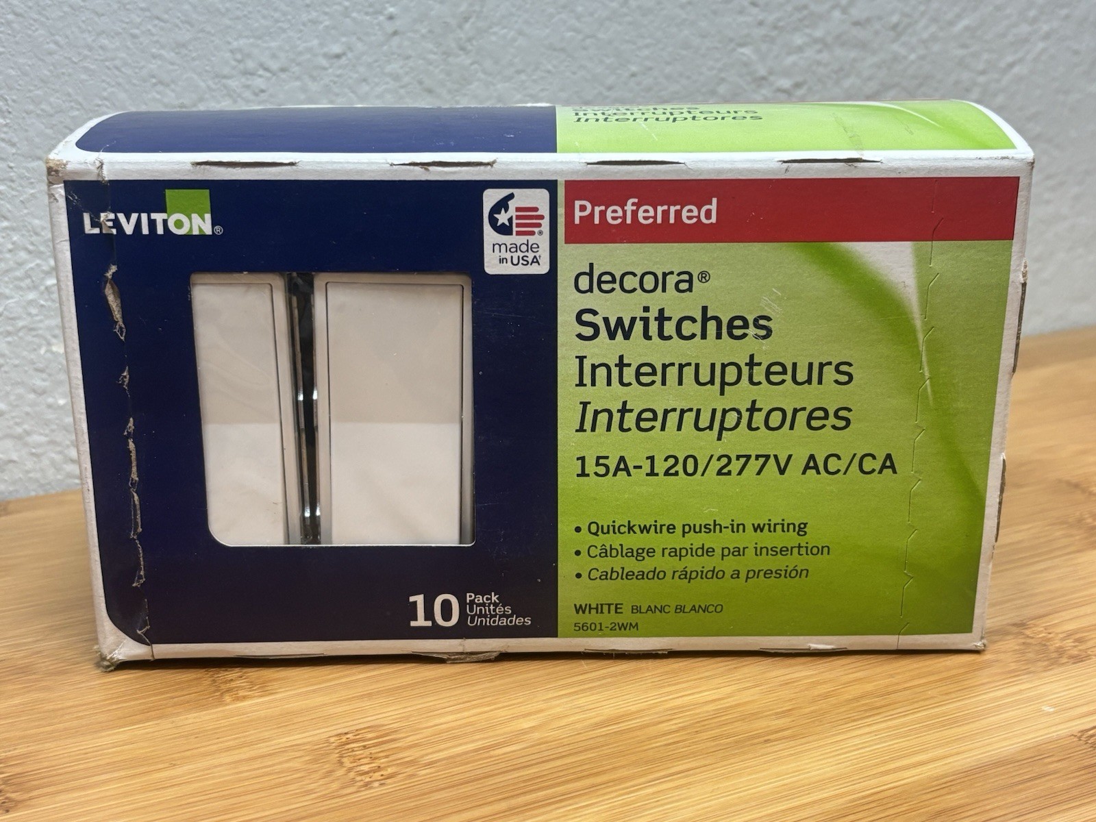 Leviton Decora 15 A Single Pole Rocker Switch White 10 Pack 5601-2WM