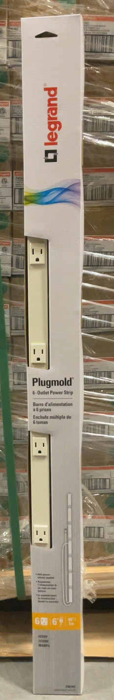 Wiremold Plugmold 40 in. 6-Outlet Electric Power Strip, Circuit Breaker, 6 ft