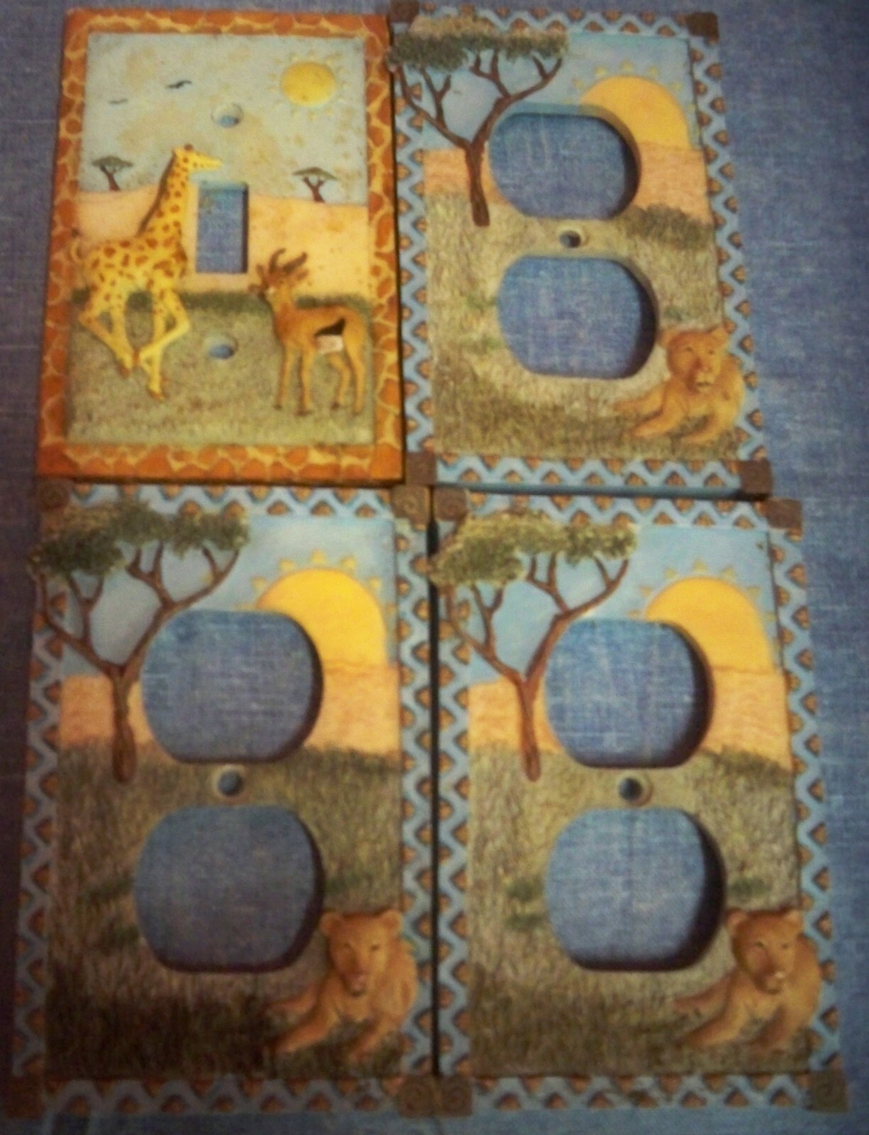 Set of 4 Borders Unlimited Switchplate & Outlet Covers Safari Jungle Animals