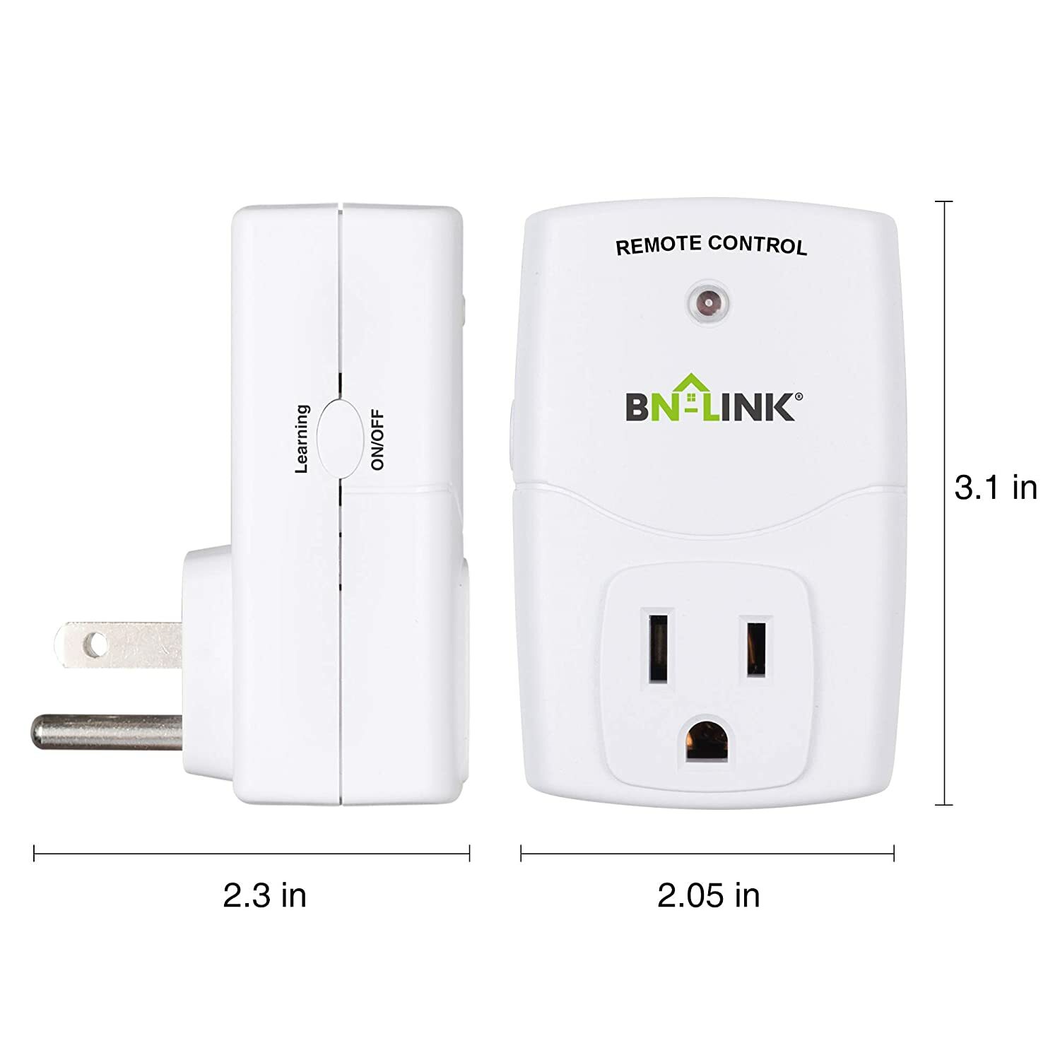 BN-LINK Indoor Wireless Remote Control Outlet Plug in with 2 Remotes +5 Sockets