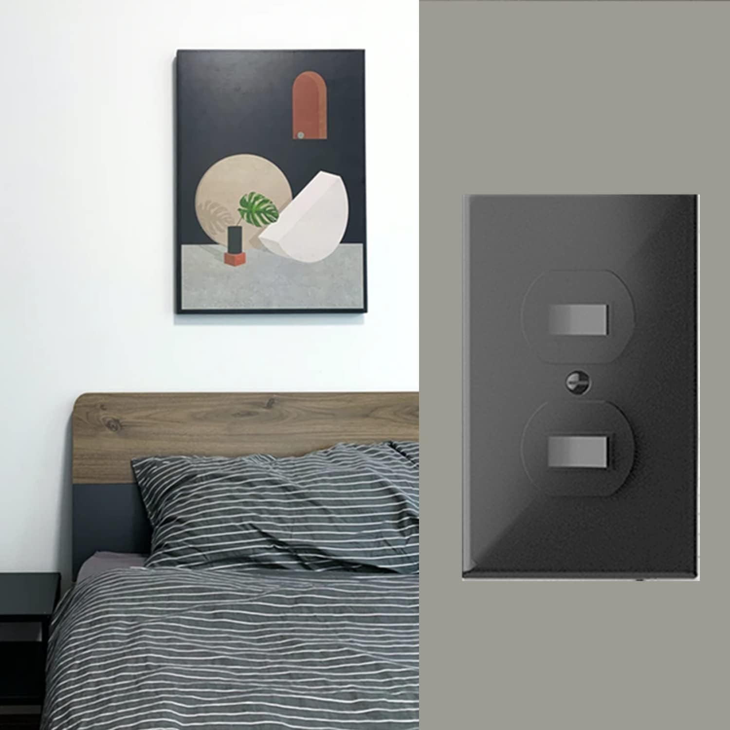 Black Outlet Covers -Duplex Receptacle Wall Plates, 1-Gang Standard Size 10 pack