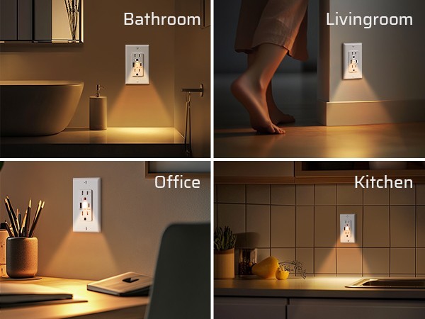DEWENWILS Wall Outlet USB A+C Ports 5V 4.8A Fast Charging & LED Night Light