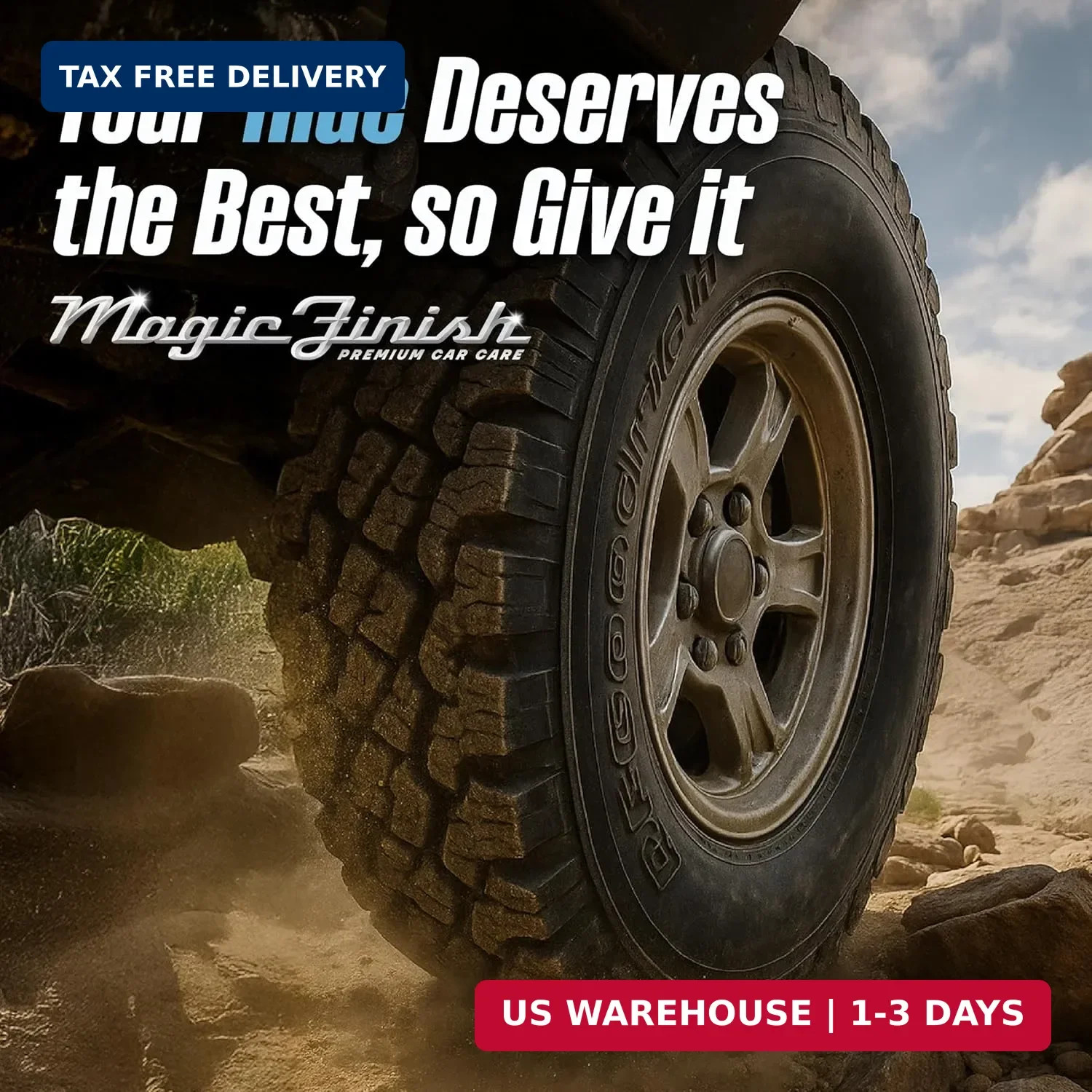 Magic Finish Tire Shine (16 fl oz) – Silicone-Based Tire Dressing for Long-Lasti