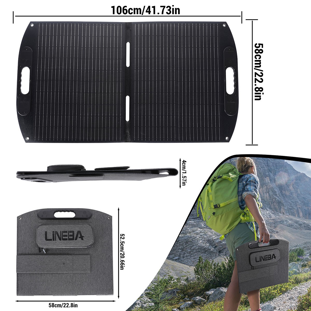 Panel solar portátil plegable, cargador solar de 100W 200W IP65 para RV CAMPING