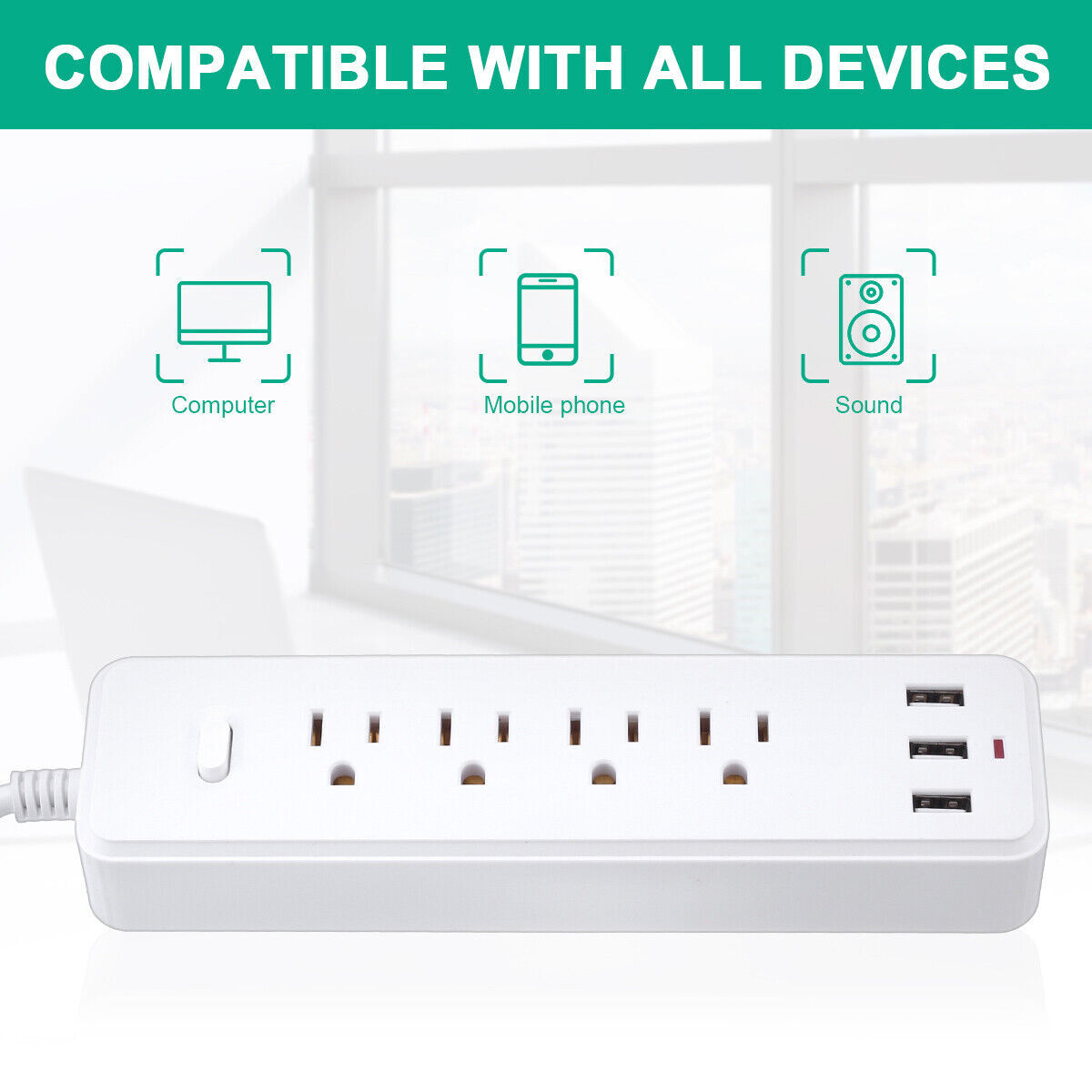 Lot Wall Mountable USB Surge Protector Power Strip with USB Ports 4 Outlet Plugs