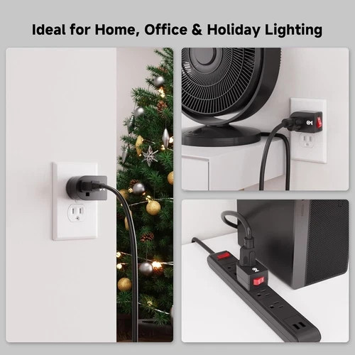 3 Pack Grounded Outlet With ON Off Switch Single Plug In Power Button Black NEW