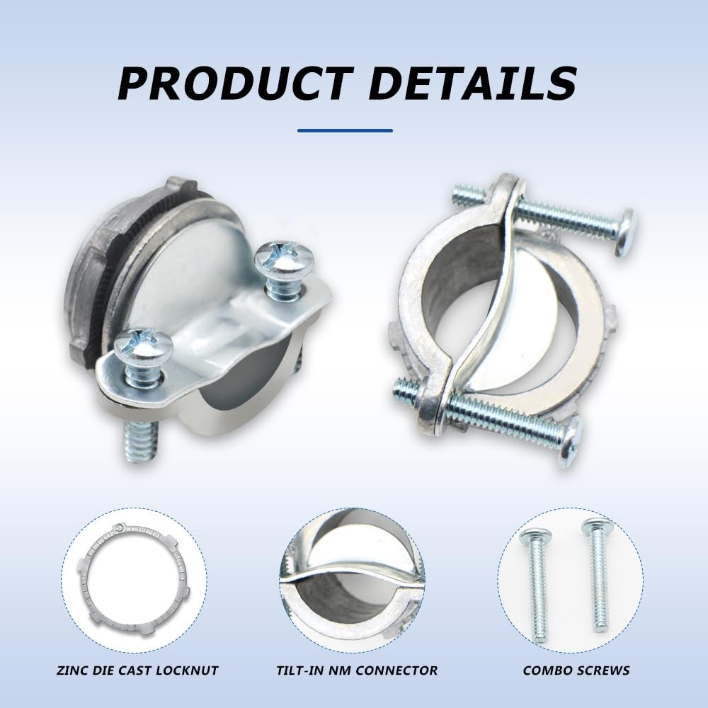 MAKERELE 20-Piece Multi-Size Connector Kit – Includes 1/2 BOX-20PC, Silver