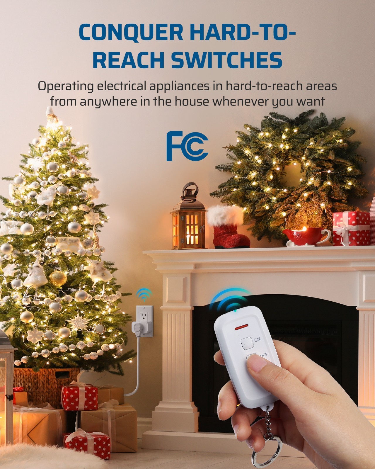 DEWENWILS Remote Control Outlet, Wireless On Off Switch Plug, Indoor, White, AC