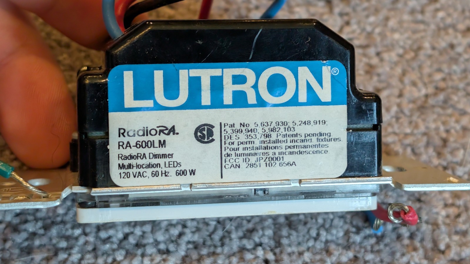 Lutron RA-600LM-WH RadioRA 600W Dimmer