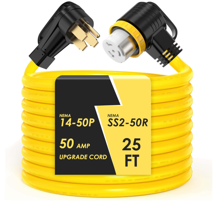 Cable RV/Generador 50A 25 Pies NEMA 14-50P con Bloqueo Giratorio