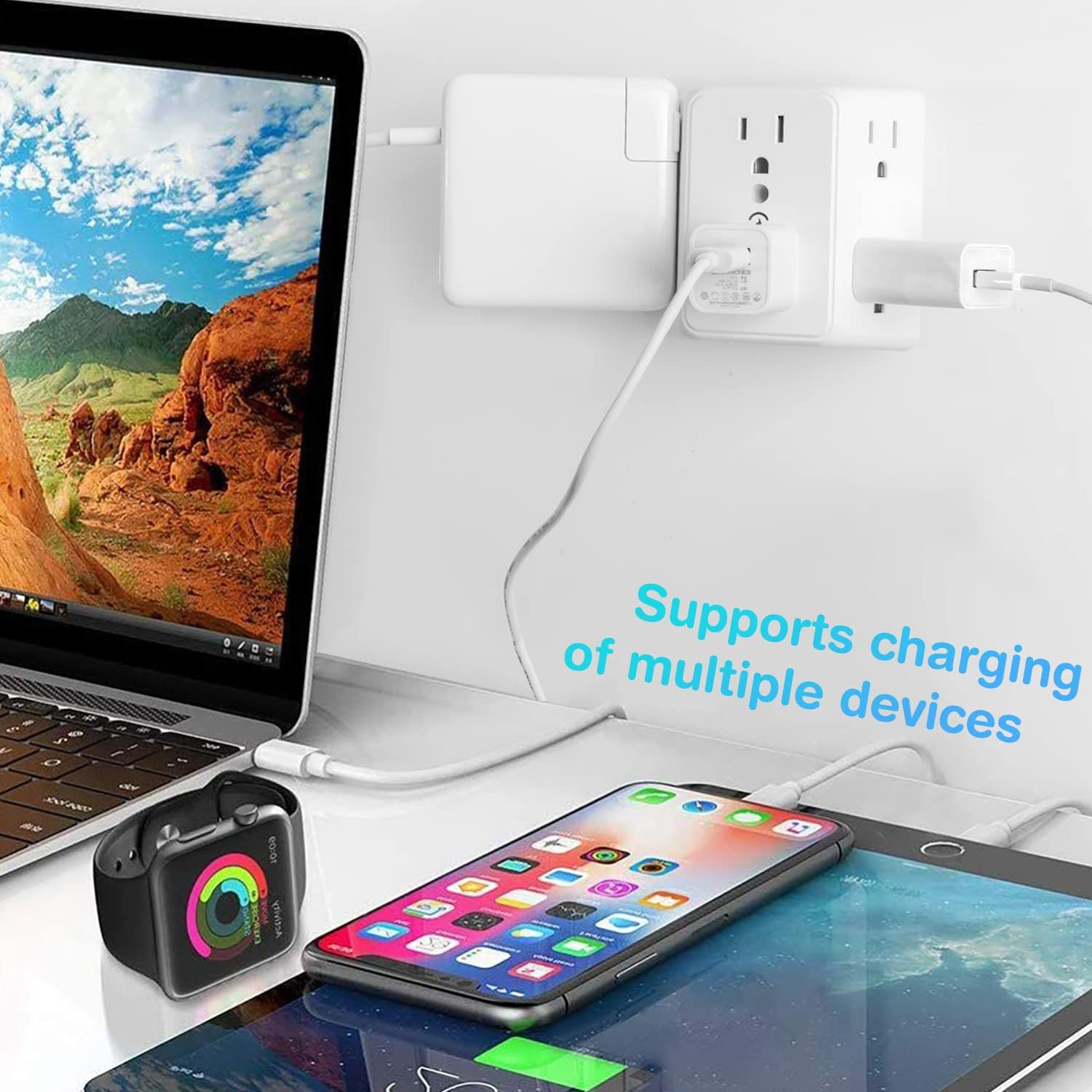 Multi Plug 6 Outlet Extender, 2 Pack Surge Protector Wall Splitter