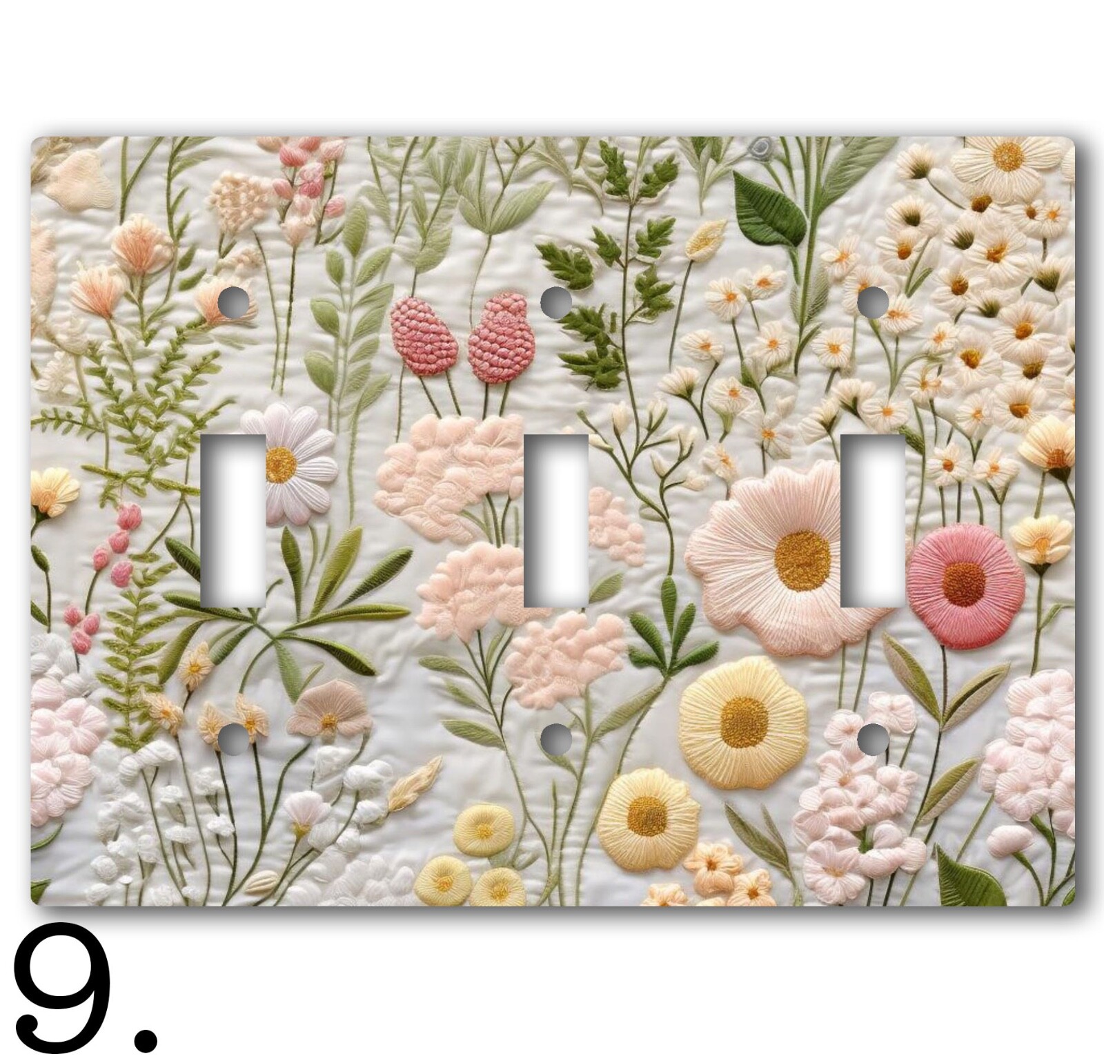Decorative Acrylic Light Switch/Electrical Outlet Cover-Embroidered Flowers LOOK