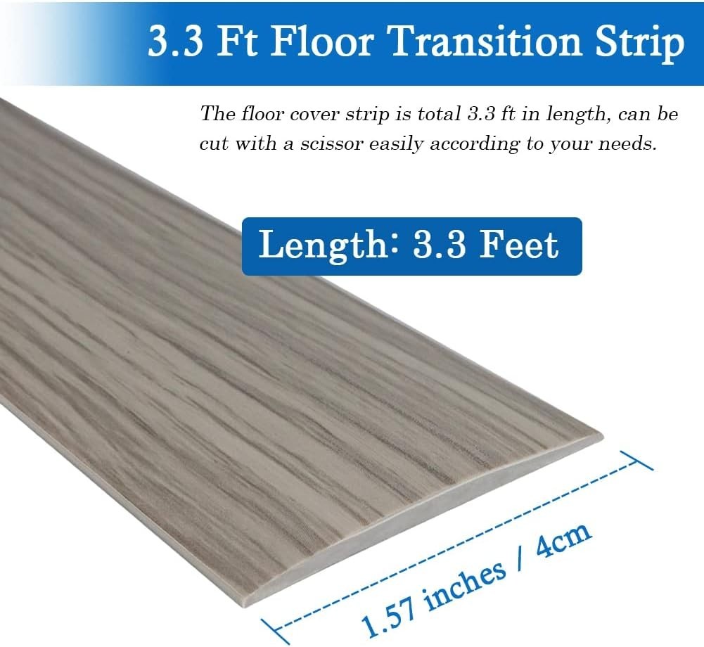 Durable Vinyl Flooring Transition Strip – Easy Install, 3.3Ft, Gray Wood Finish