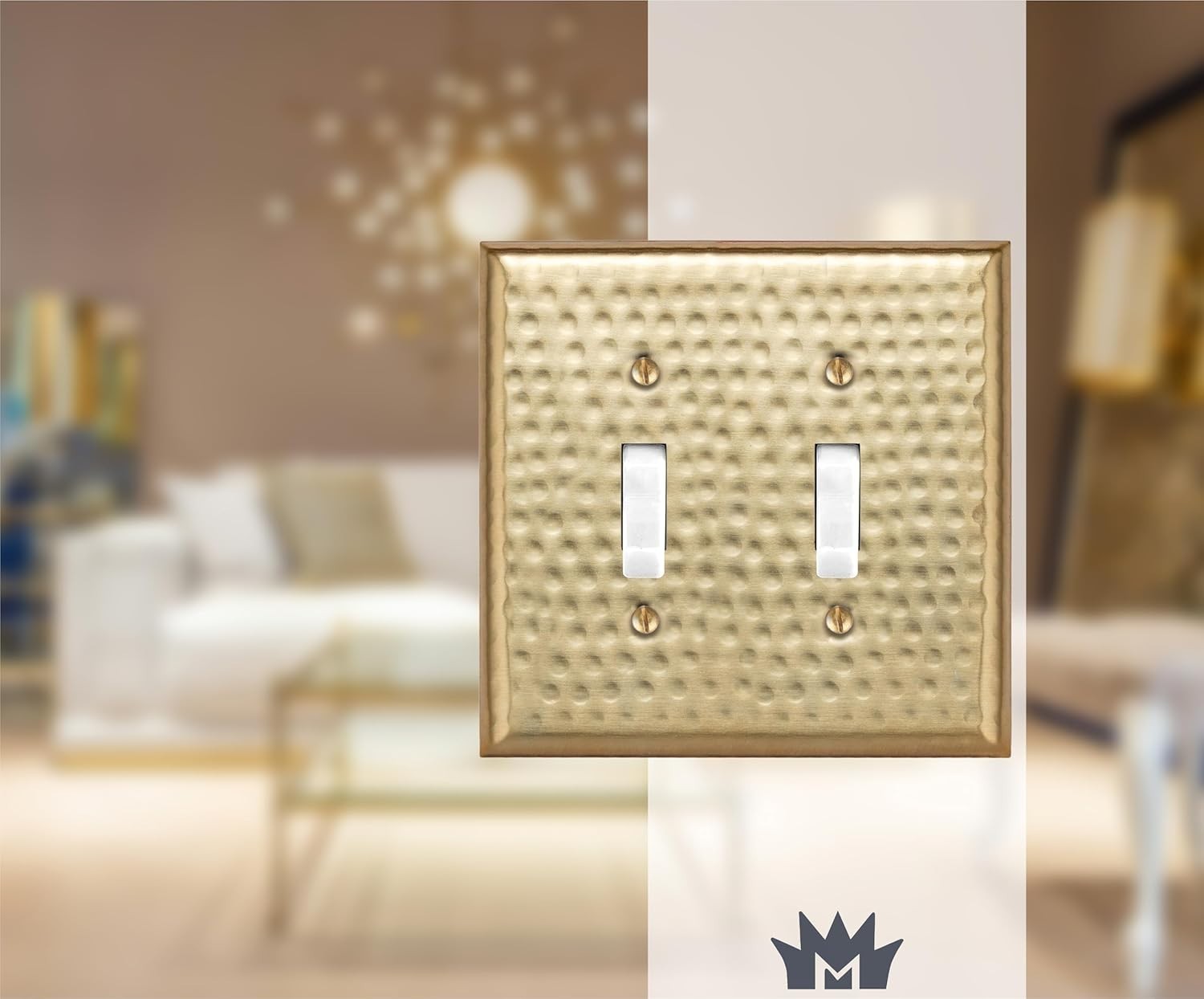 Brushed Gold 2-Gang Toggle Light Switch Cover Plate Pack, Decorative Wall Plates
