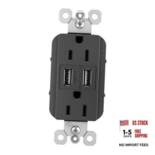 radiant TM826USBBKCCV4 15 Amp Decorator Duplex Tamper Resistant Outlet