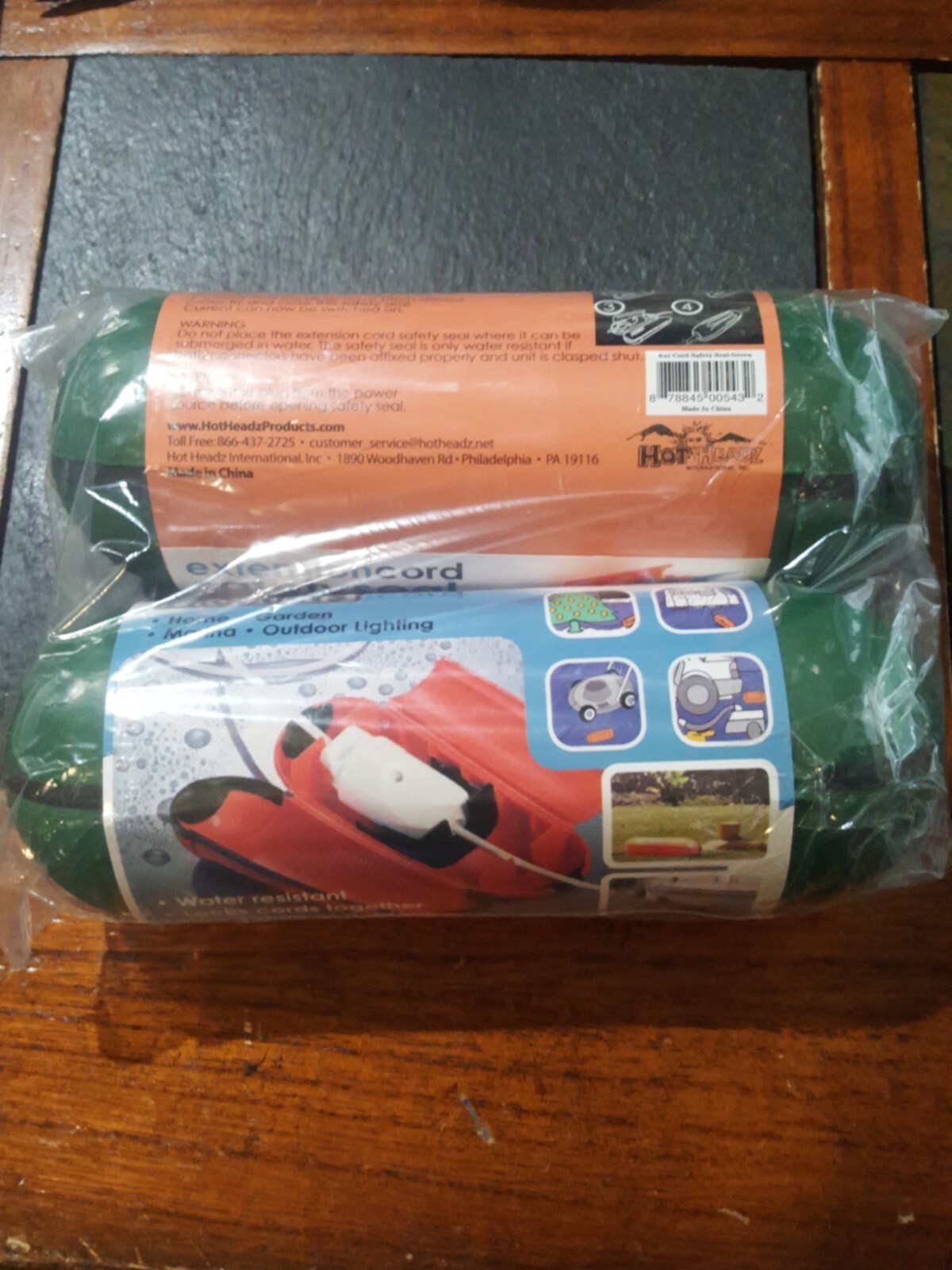 2 Hot Headz Green Extension Cord Safety Seal Water Resistant Cover (Brand New)