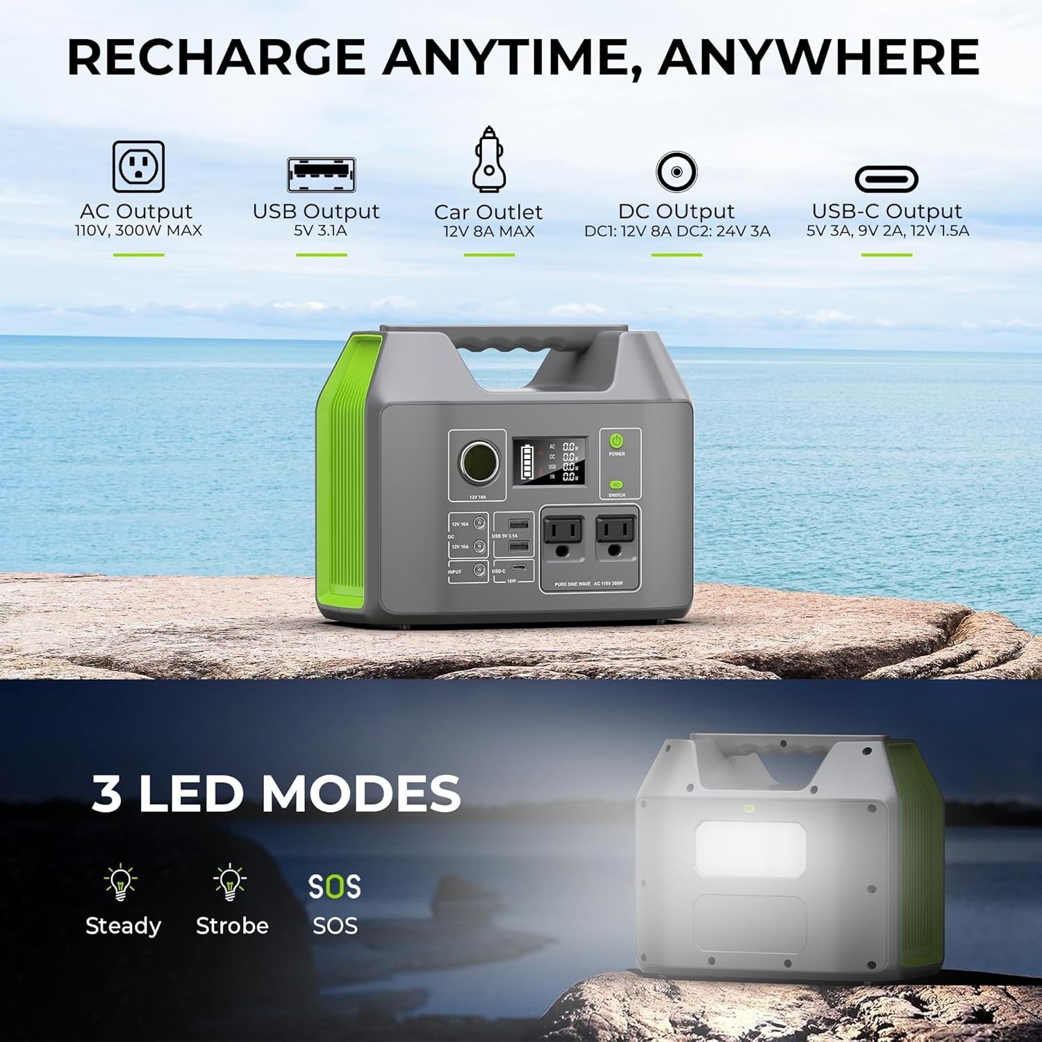 300W Solar Generator with 60W Foldable Panel 296Wh