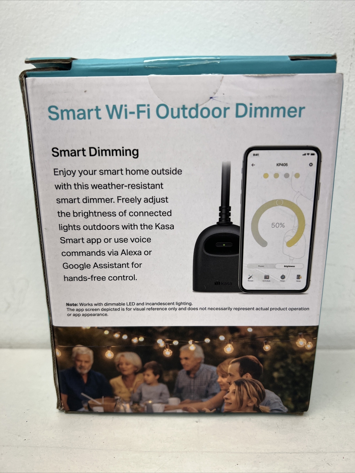 Kasa Outdoor Smart Dimmer Plug IP64 Plug- in Dimmer for Outdoor String Lights B1
