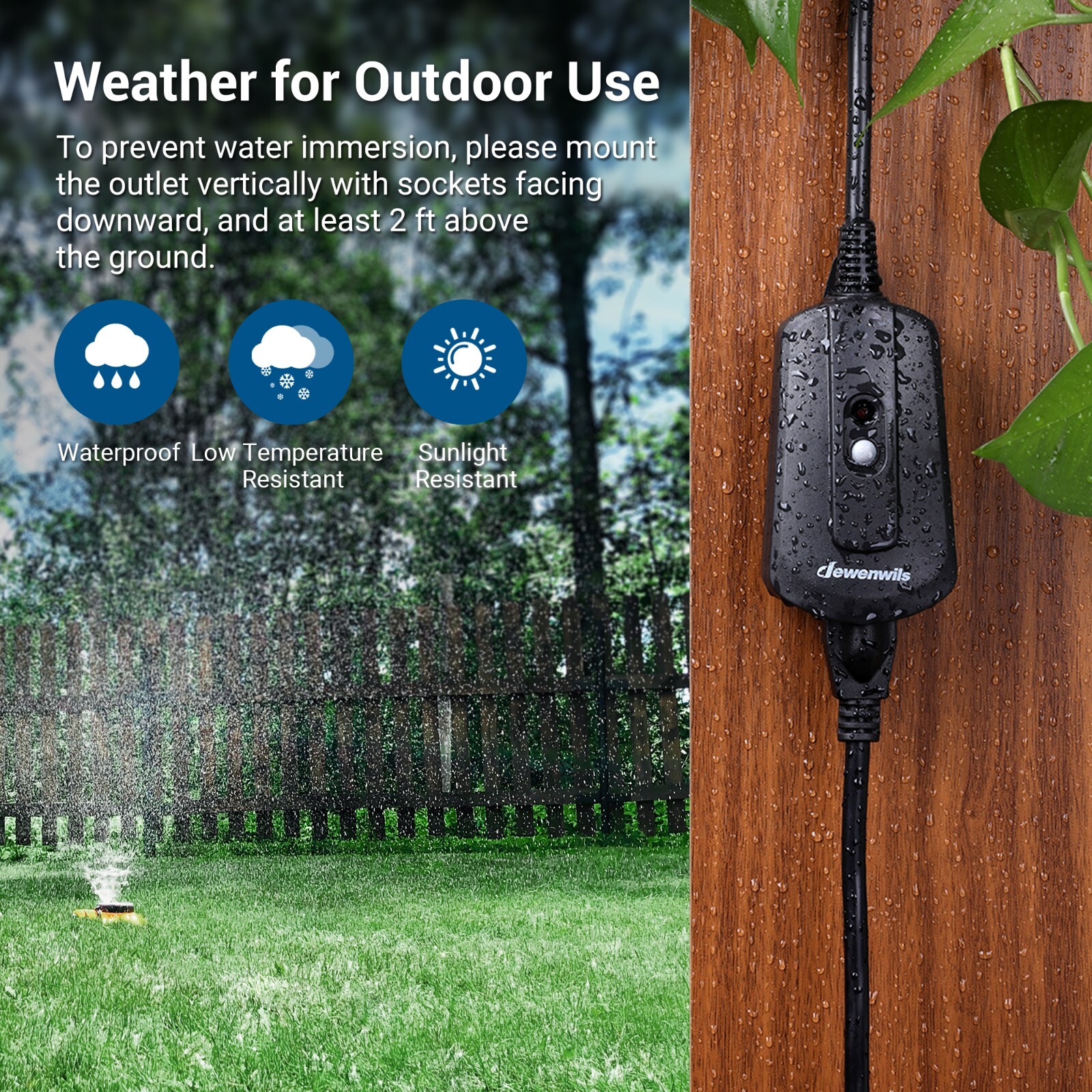 DEWENWILS Outdoor Wireless Remote Control Outlet Switch Plug In 100 FT