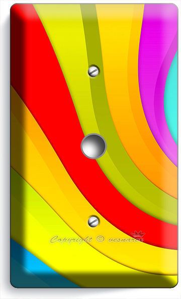 COLORFUL SWIRLY SPIRAL RAINBOW LIGHT DIMMER CABLE WALL PLATE COVER LIVING ROOM