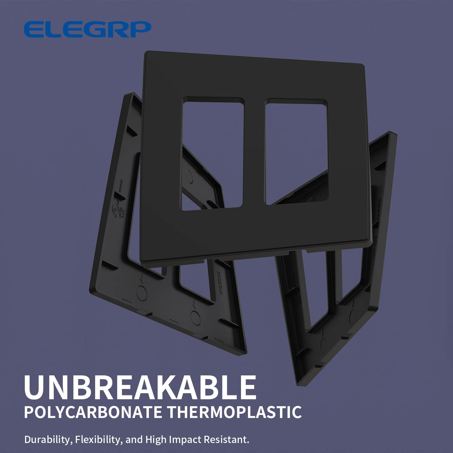 ELEGRP 2 Gang Screwless Decorative Wall Plates, Mid-Size Unbreakable Thermopl.