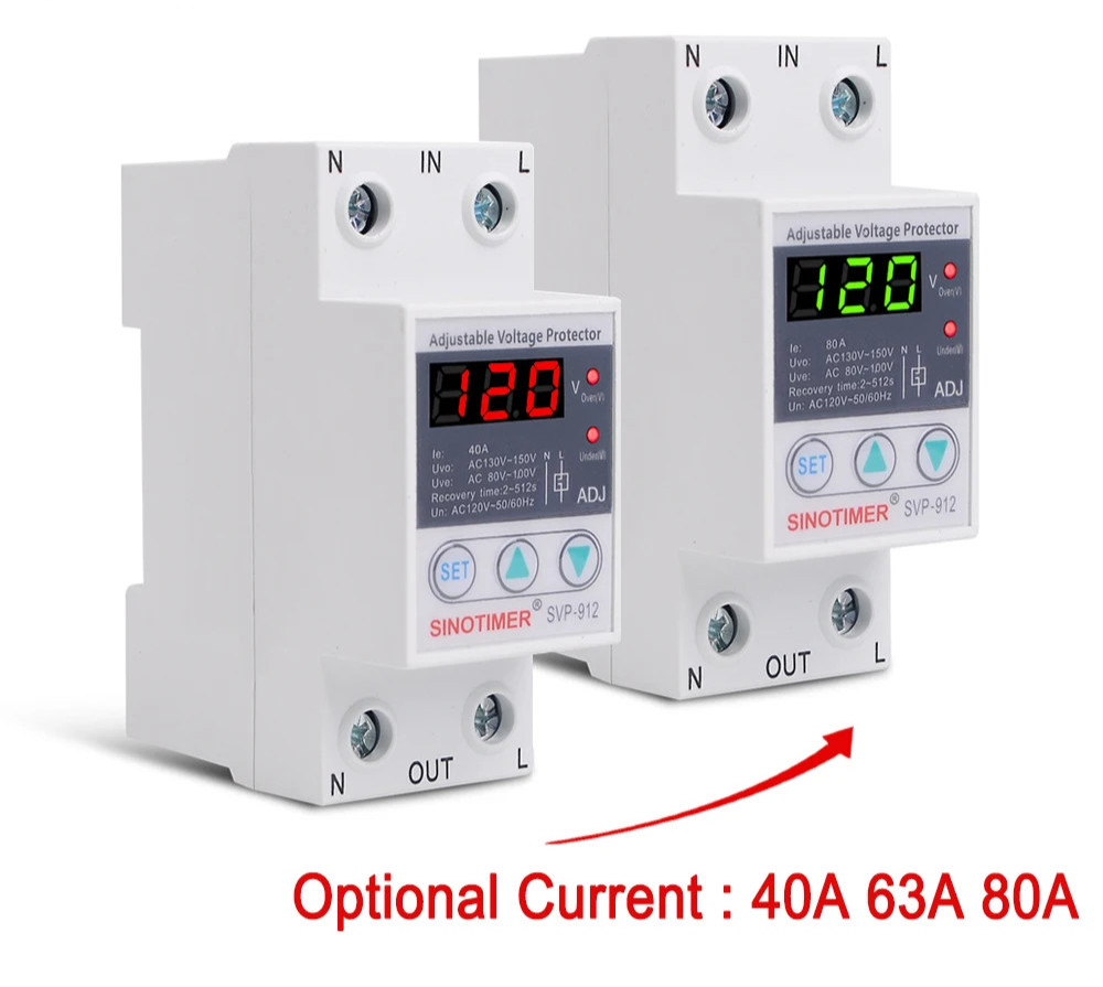 Surge Protector Relay 110V 120V 40A 63A 80A Over Under Voltage Auto Switch Tools