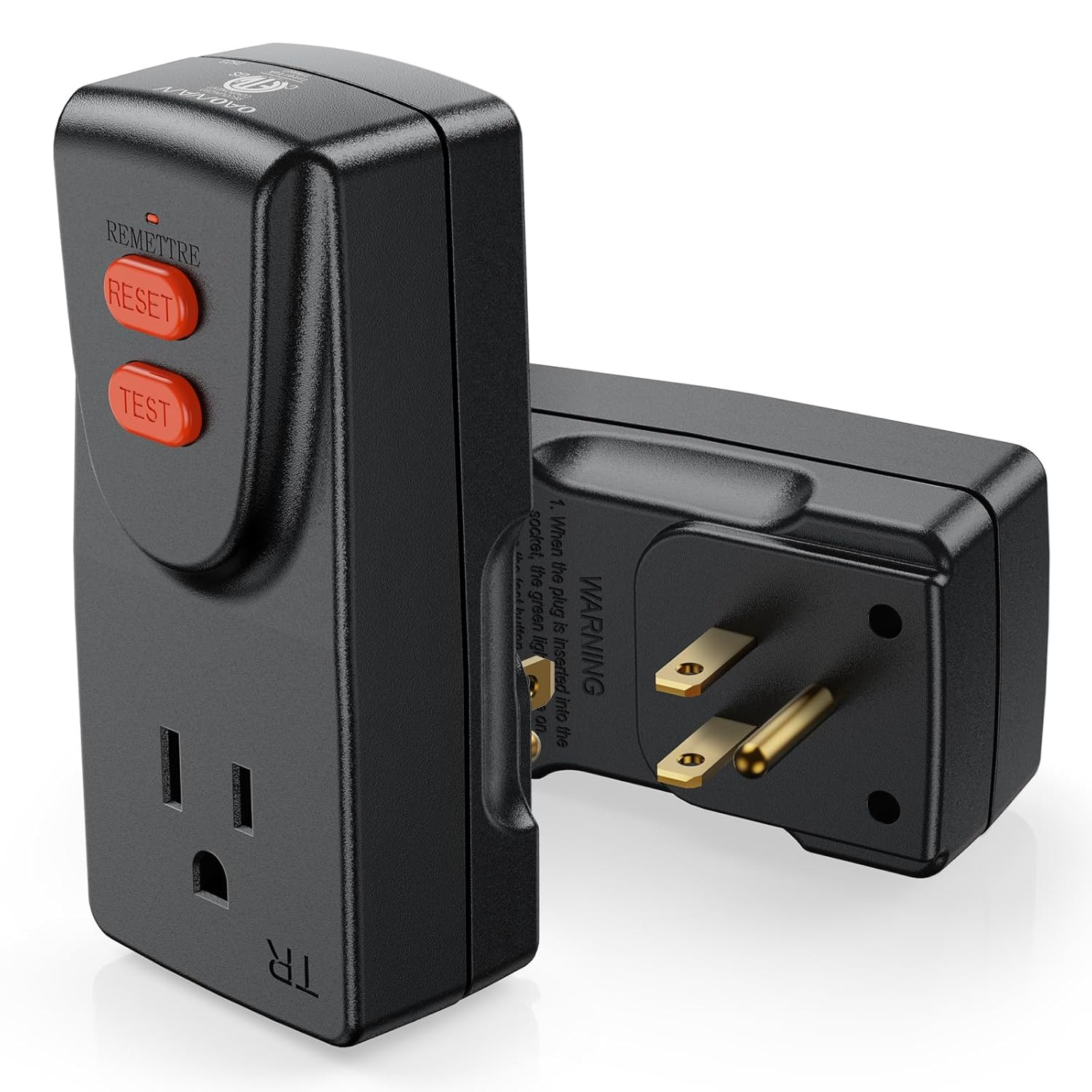 GFCI Adapter 15 Amp 3 Prongs Grounded, 5 Years Warranty, GFCI Plug Portable Plug