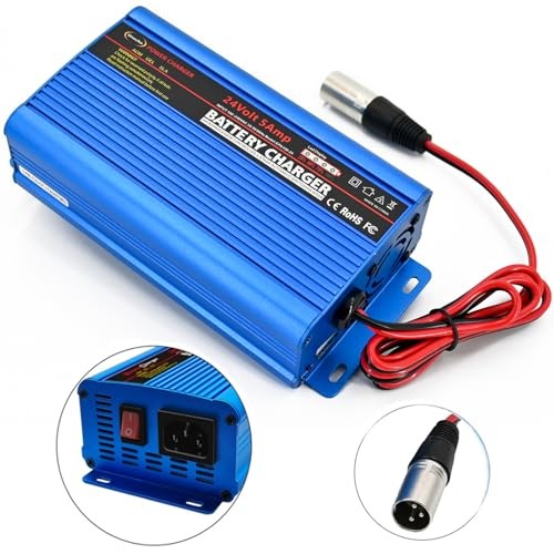 24V 5A Battery Charger Maintainer 4-Stage Smart Lead-Acid Charger 3-pin XLR