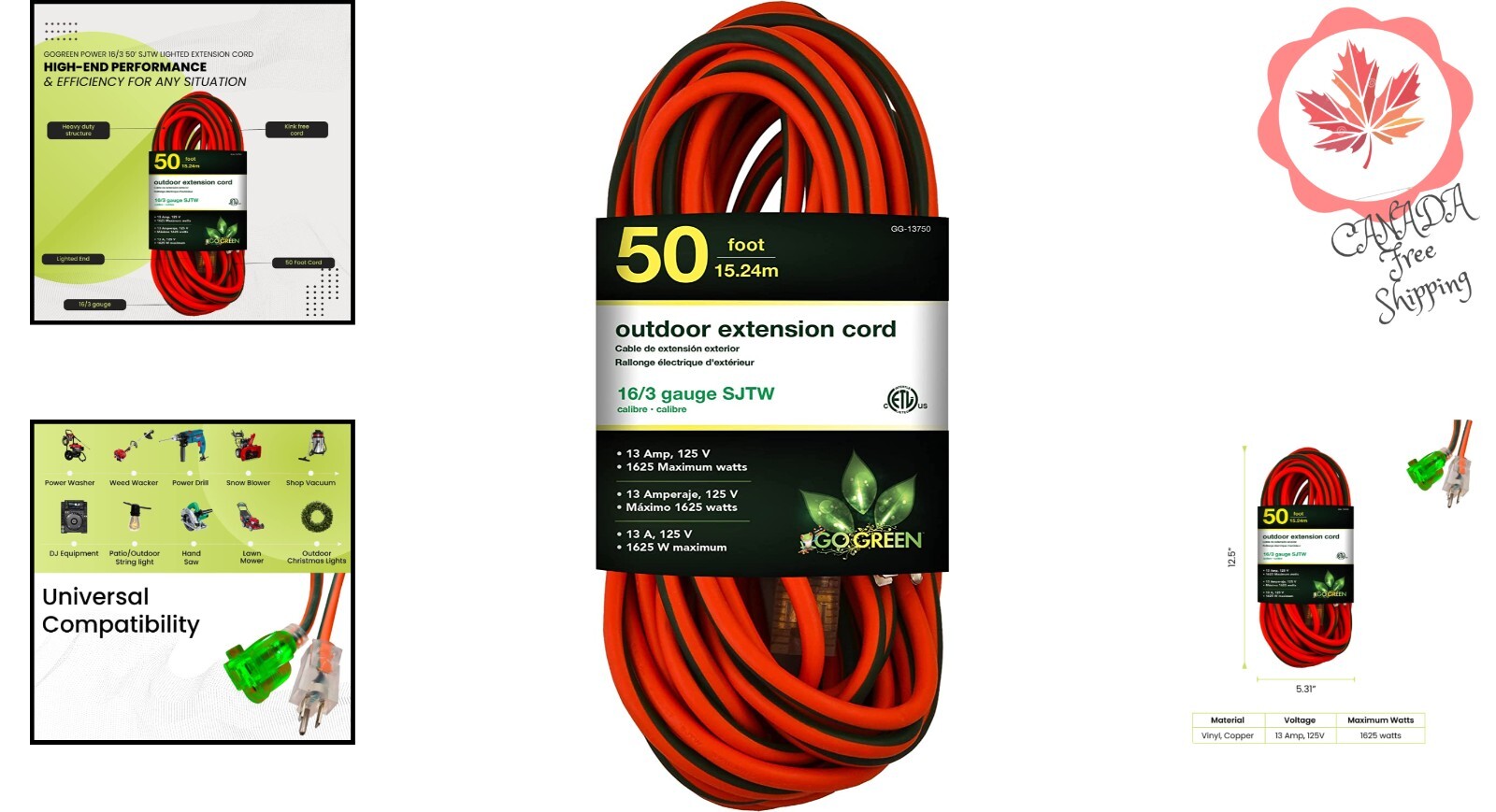 All-Weather Extension Cord – Indestructible – Abrasion-Resistant – 50ft