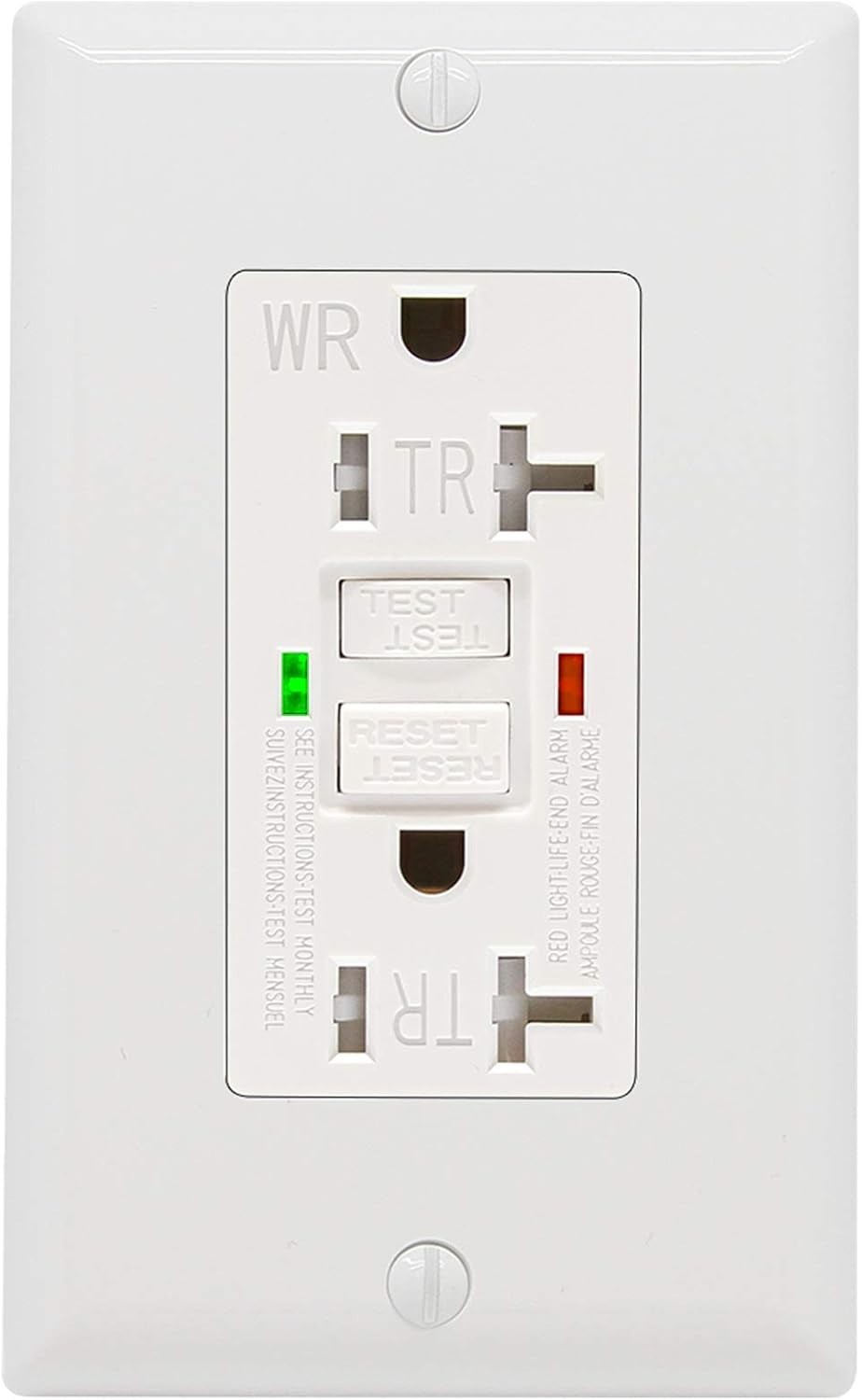 Weather-Resistant 20 Amp GFCI Outlet with Decor Wall Plates – Child Safe Design