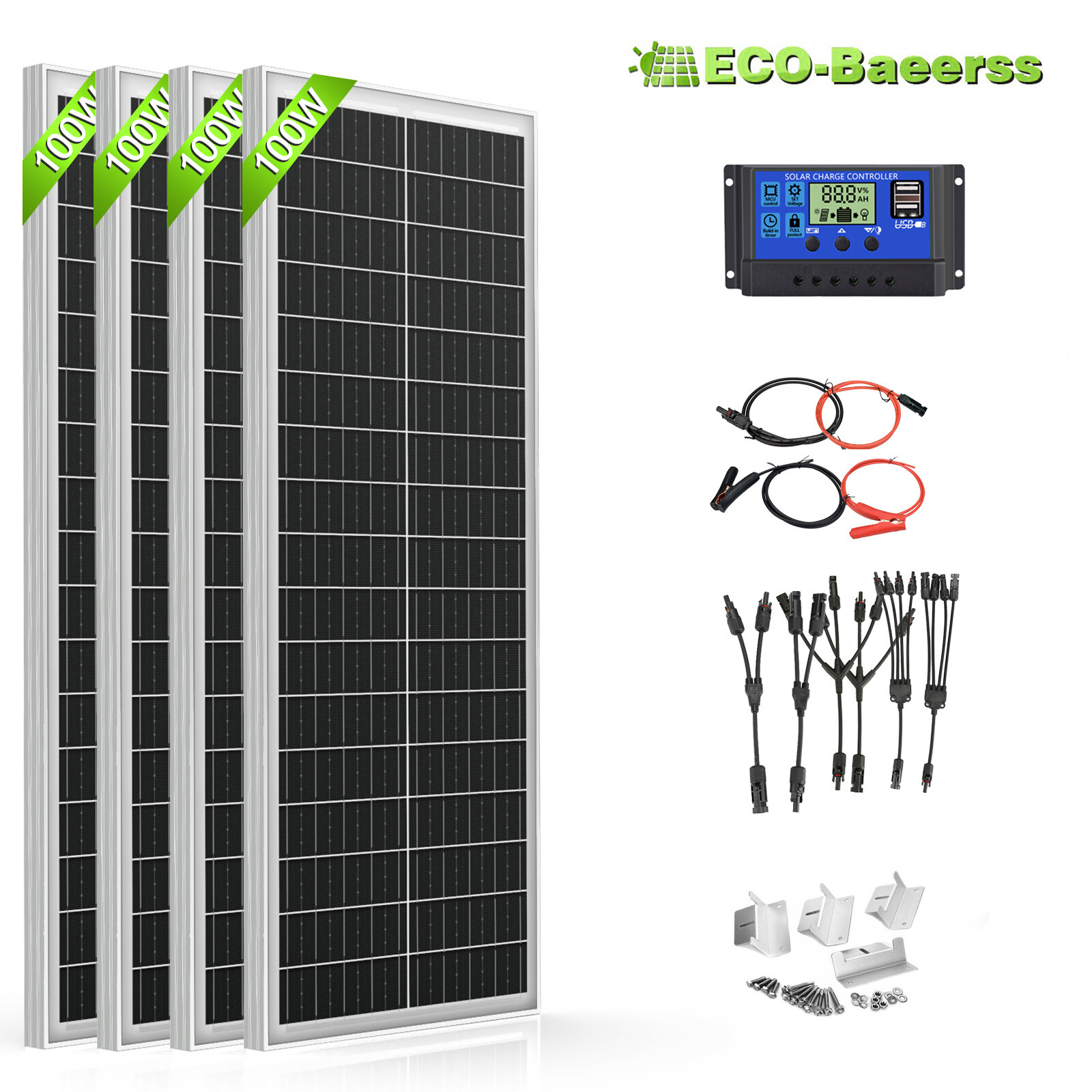 100W 200W 300W Watt Mono Solar Panel kit 12V RV Caravan Power Home Off Grid Boat