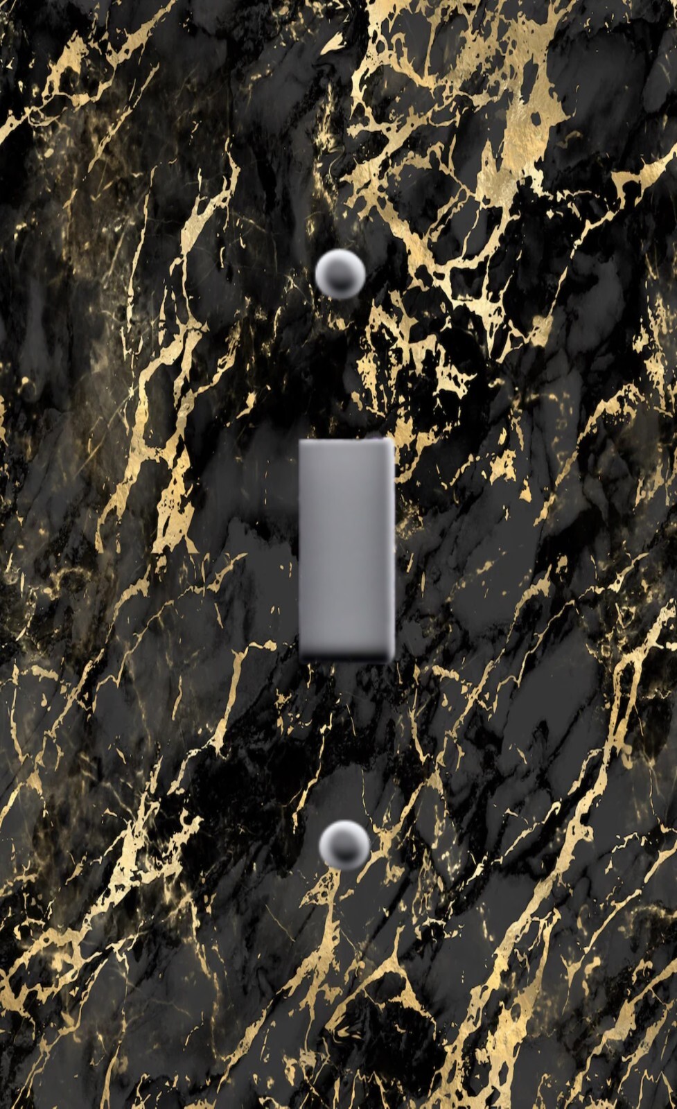 MARBLE GRANITE BLACK WITH GOLD ELEGANT Image on Light Switch Wallplate Outlets
