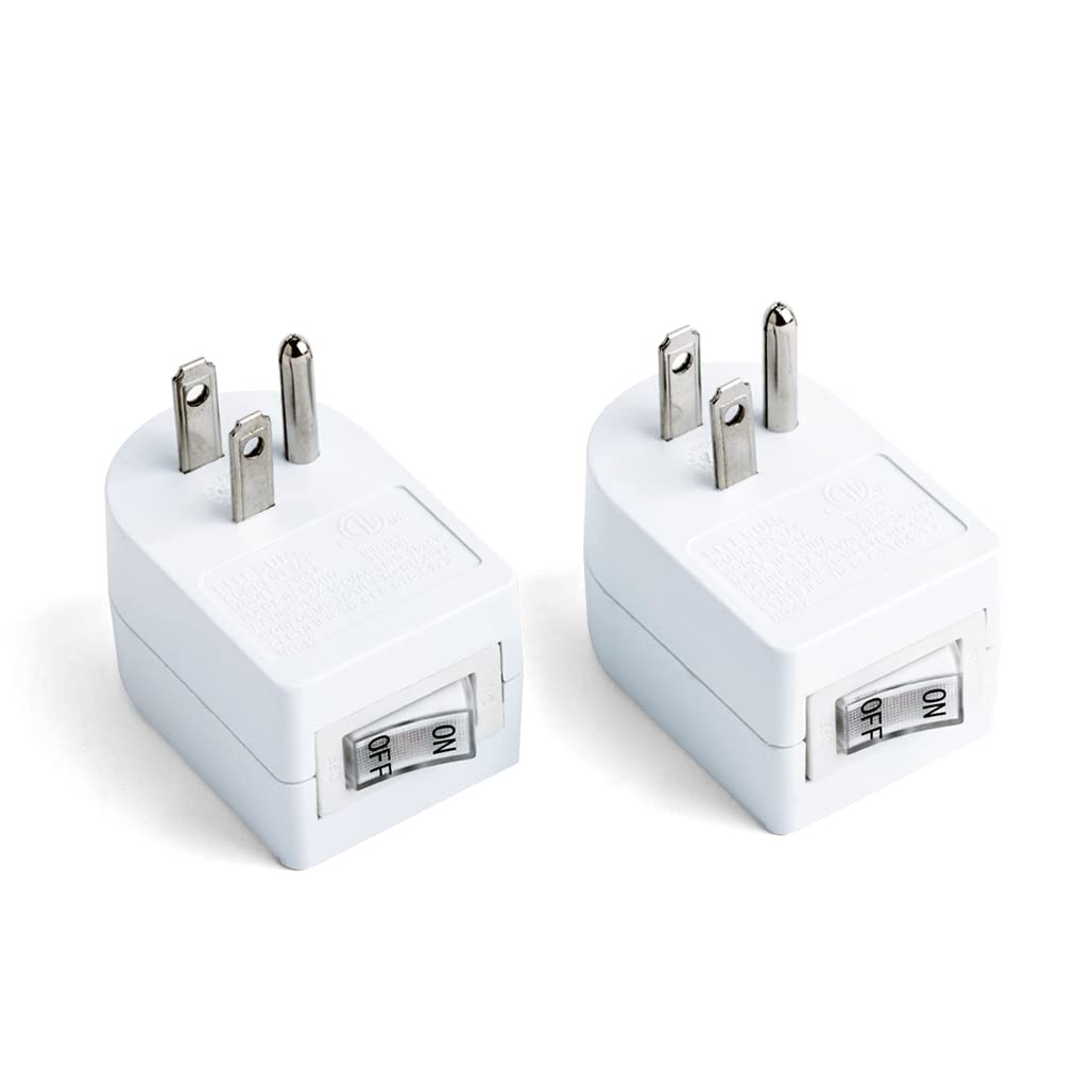 Uninex PS27 Grounded Outlet On/Off Power Switch with Amber 2pack, White