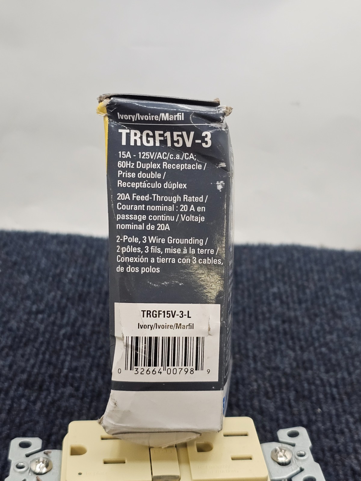 (QTY 3) Eaton TRGF15V-3-L: 15A Tamper Resistant Duplex Receptacle – Ivory