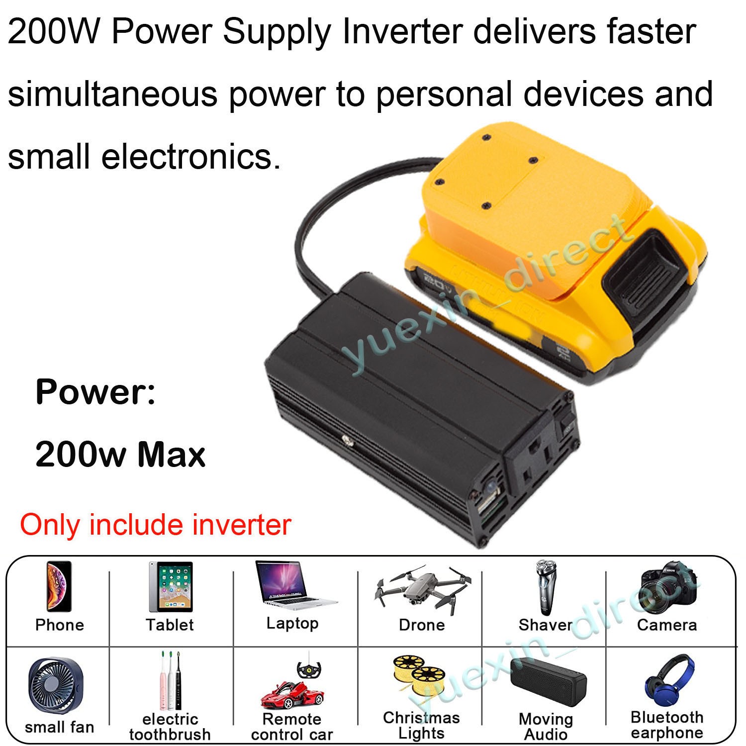 Power Inverter Outlet Adapter Compatible with Dewalt 18v 20v Battery to 110V AC